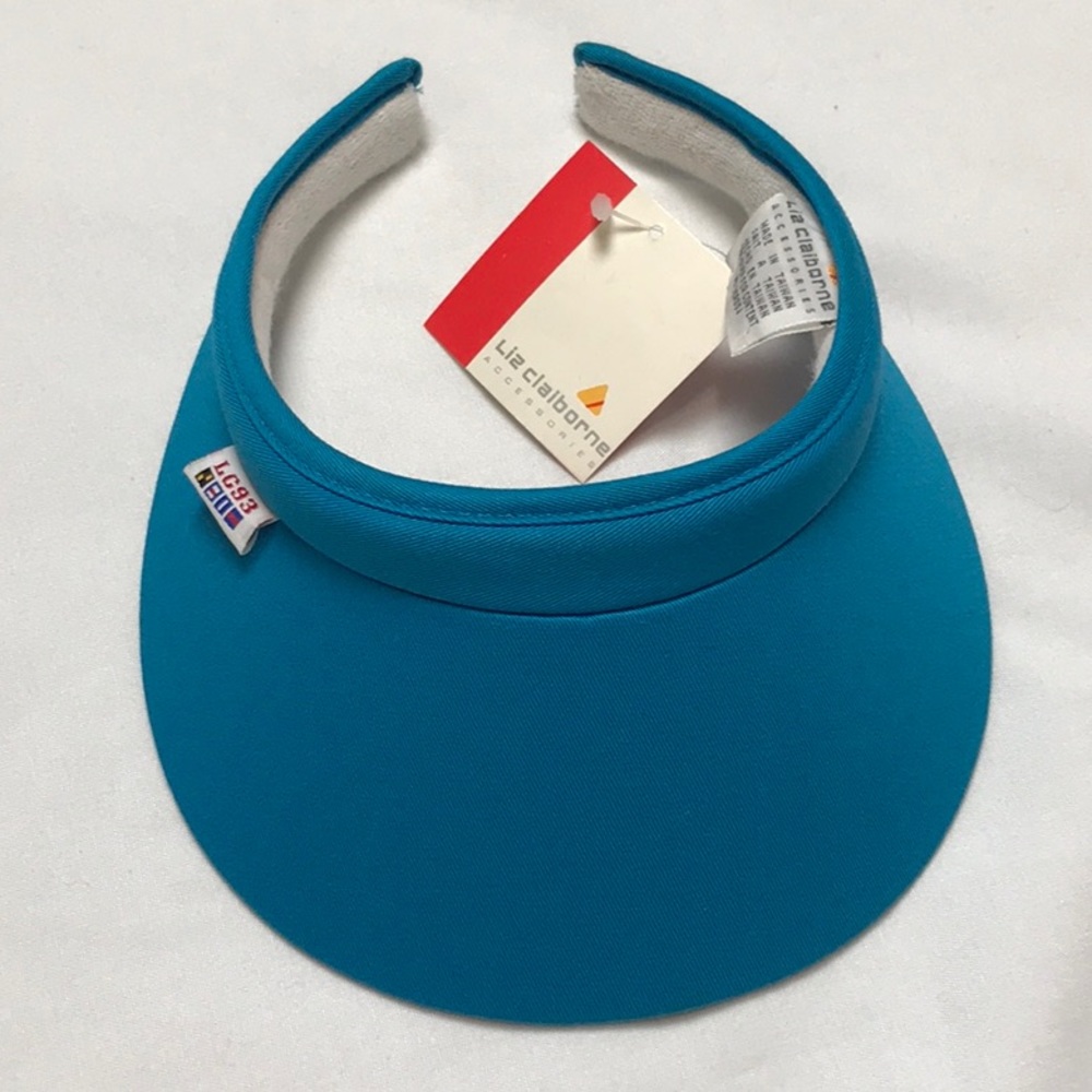 Liz Claiborne Sun Visor. 100% Cotton. Blue w/ White head band. One Size Fits All